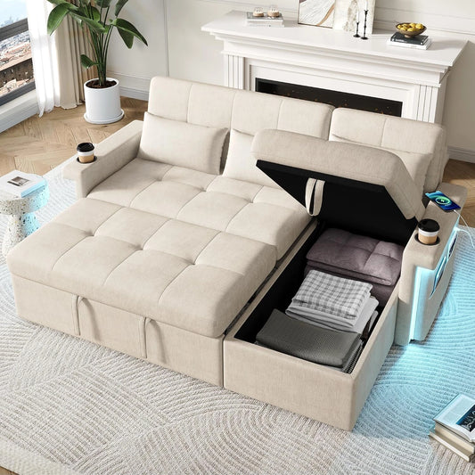 Letto, a LED, regolabile, pieghevole